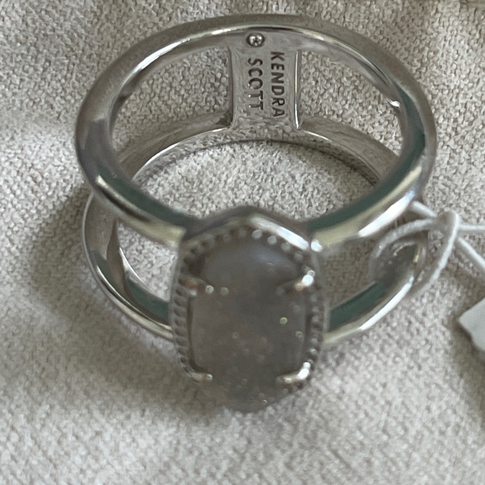 🆕KENDRA SCOTT ELYSE DOUBLE BAND RING/ PLATINUM DRUSY - Picture 9 of 11